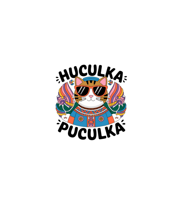 Huculka Puculka pisică 3 model alb pe tricou