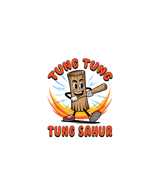 Tung Tung Tung Sahur drăguț model negru pe tricou