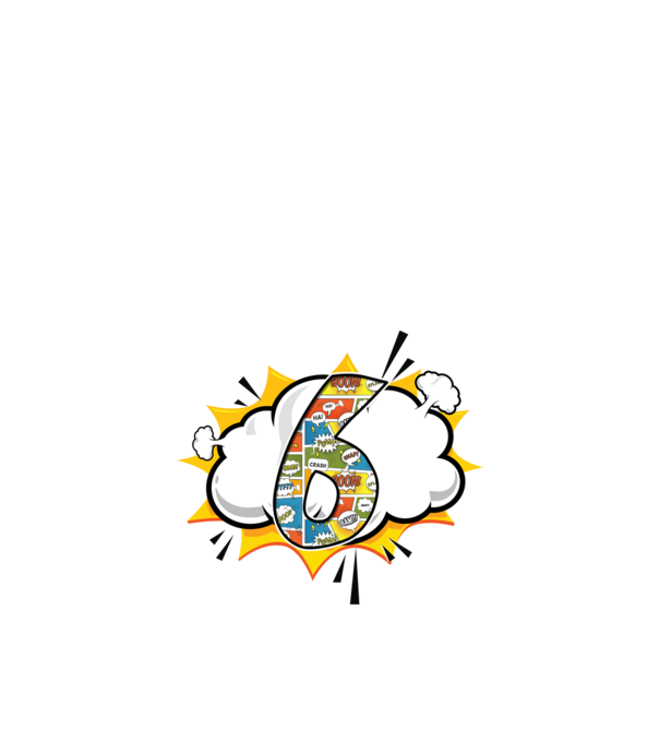 Birthday Comic Number 6 model alb pe tricou