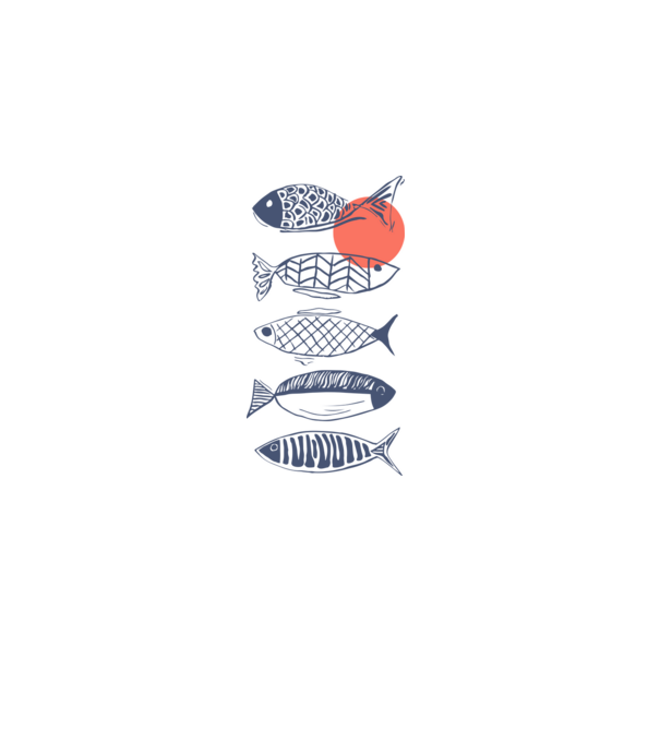 Fish model alb pe tricou