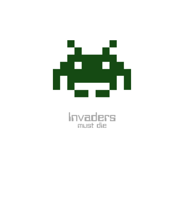 Invaders Must Die model galben neon pe tricou