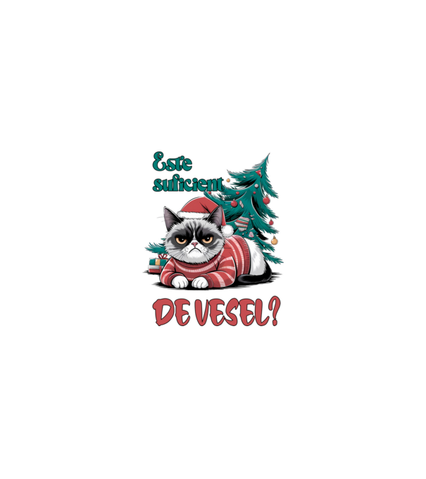 Este suficient de vesel? pisică Crăciun model nisipiu pe tricou