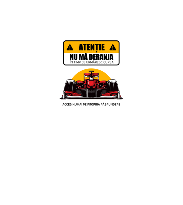 Atenție model alb pe tricou