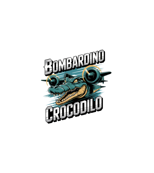 Bombardino Crocodilo 2 model negru pe tricou