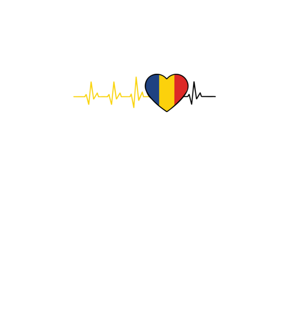 România heartbeat model alb pe tricou