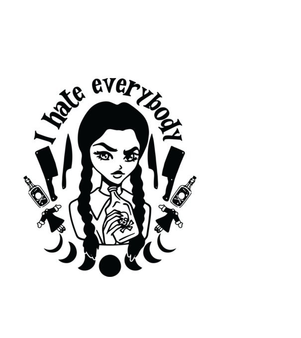 I hate everybody cartoon model albastru deschis pe tricou