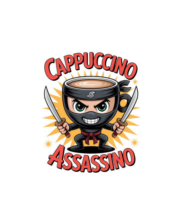 Cappuccino Assasino model alb pe tricou