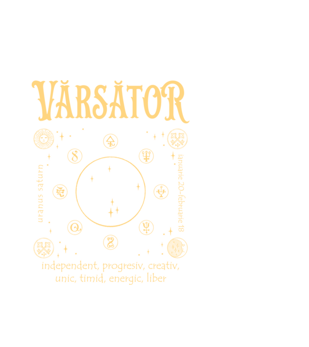 Zodiac bărbat VĂRSĂTOR golden model alb pe tricou
