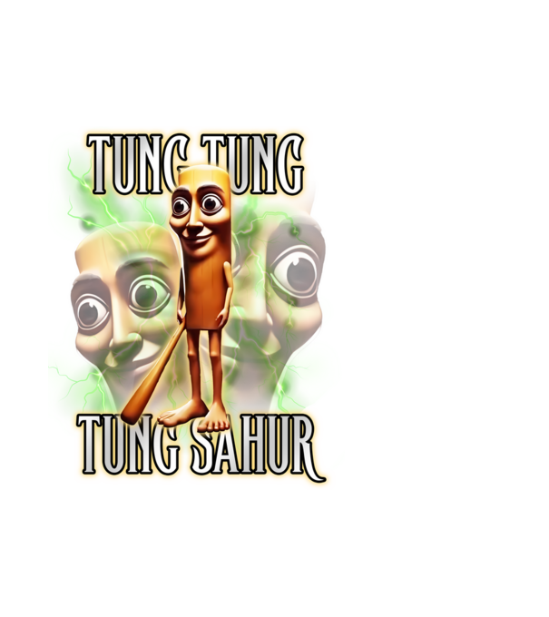 Tung Tung Tung Sahur model alb pe tricou