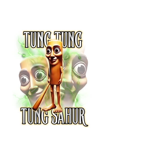 Tung Tung Tung Sahur model negru pe tricou