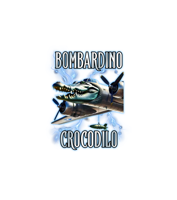 Bombardino Crocodilo model alb pe tricou