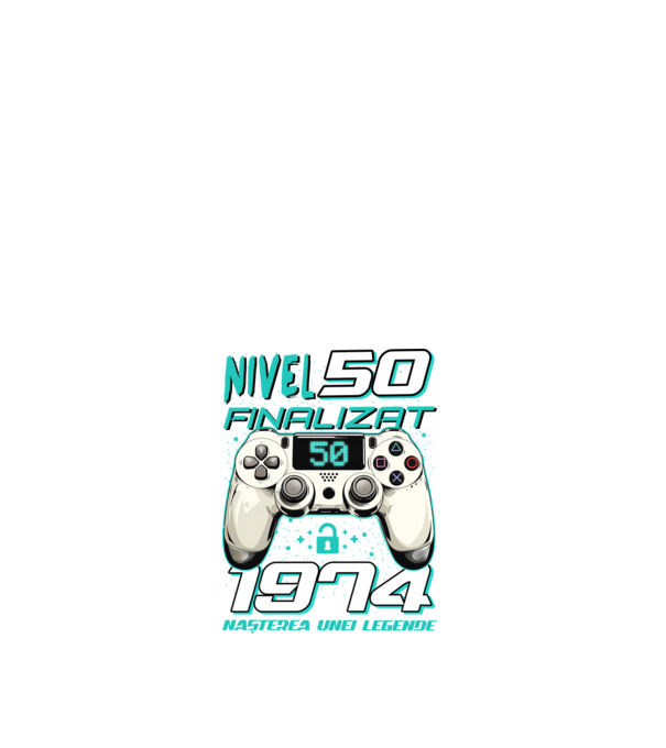 Nivel finalizat 50 1975 model alb pe tricou