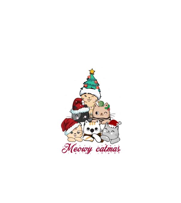 Meowy catmas model alb pe tricou