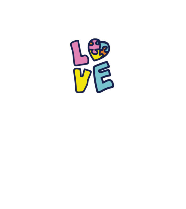 Ziua Mondială a Autismului LOVE model alb pe tricou