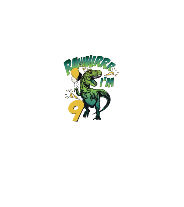 'Birthday Dinosaur rawww i''m 9' model alb pe tricou