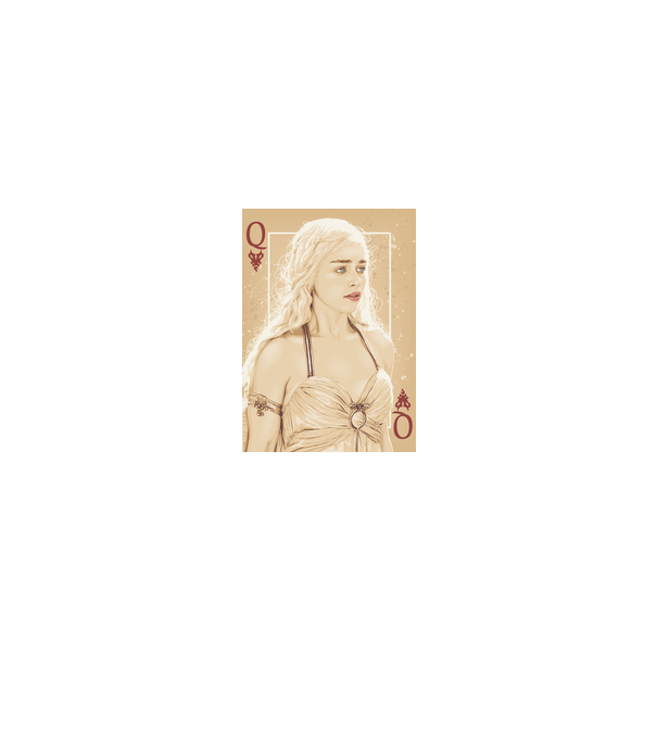 Queen Card model alb pe tricou