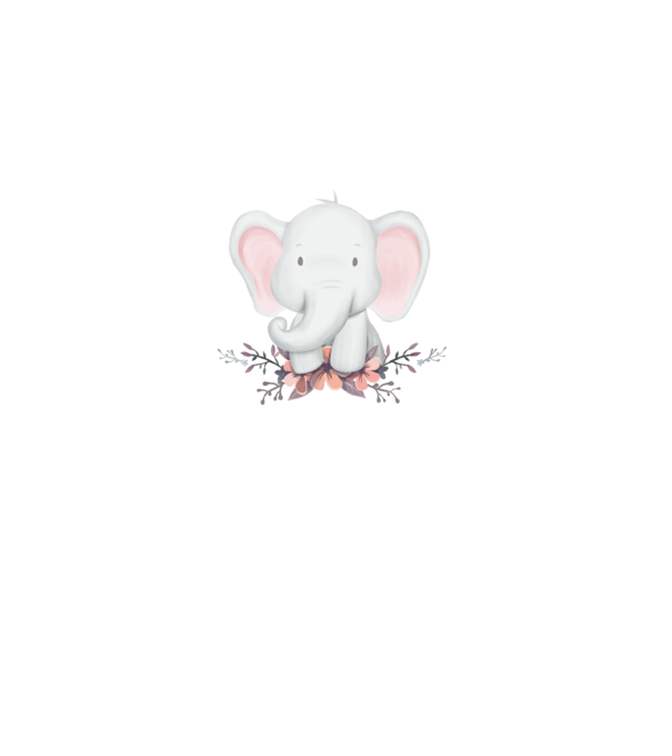 Elefant cu flori model alb pe tricou