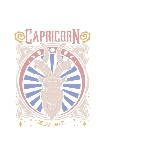 Zodiac Vintage CAPRICORN model negru pe tricou