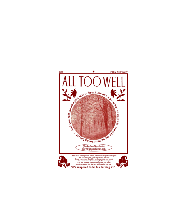 Taylor Swift All too well model alb pe tricou
