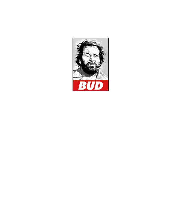 Bud Spencer halftone model alb pe tricou