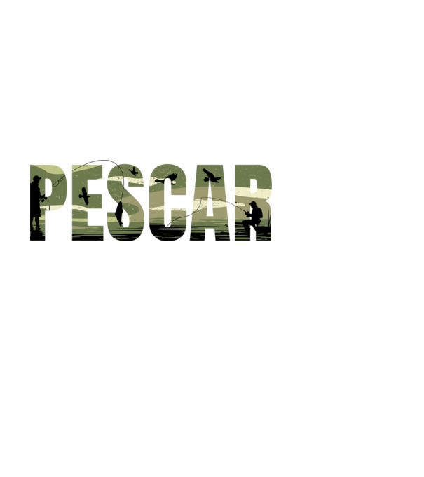 PESCAR model negru pe tricou