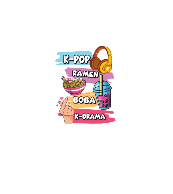 K-POP RAMEN BOBA K-DRAMA model negru pe tricou