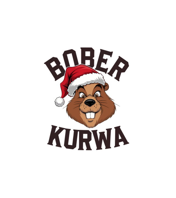 Bober kurwa xmas model alb pe tricou