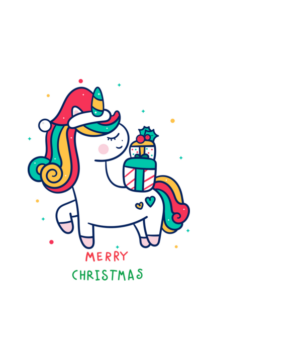 merry christmas unicorn model alb pe tricou