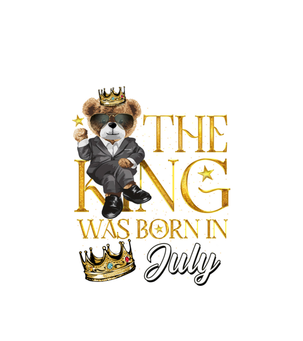 The king was born int JULY model alb pe tricou