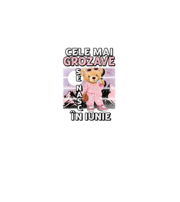 RETRO teddy fetişcană IUNIE model negru pe tricou
