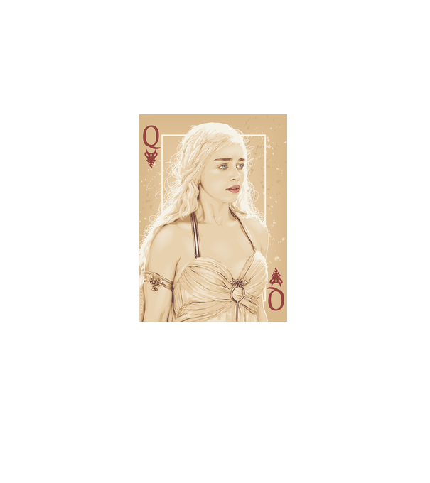 Queen Card model alb pe tricou