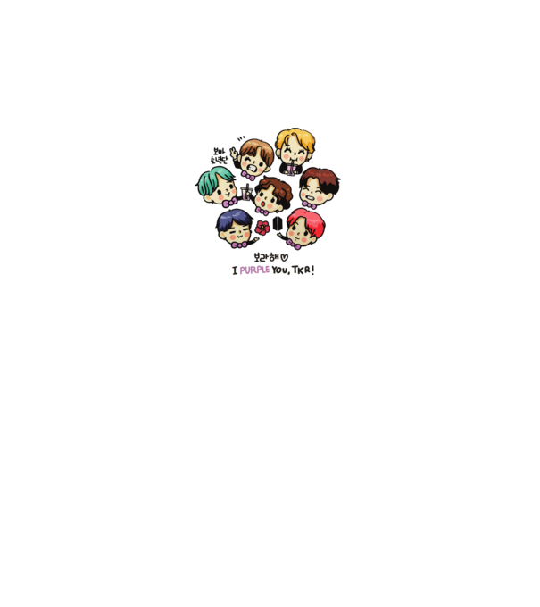 BTS chibi model alb pe tricou