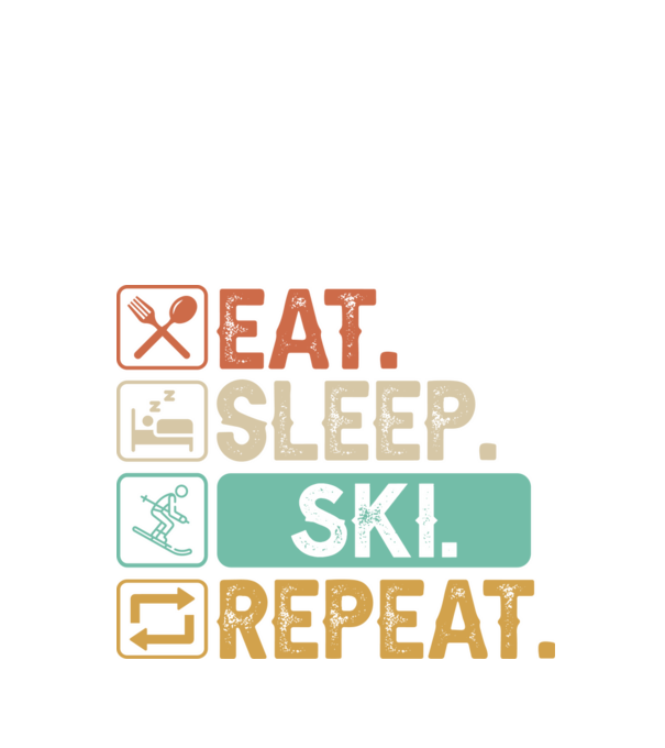Eat Sleep SKI Repeat model negru pe tricou