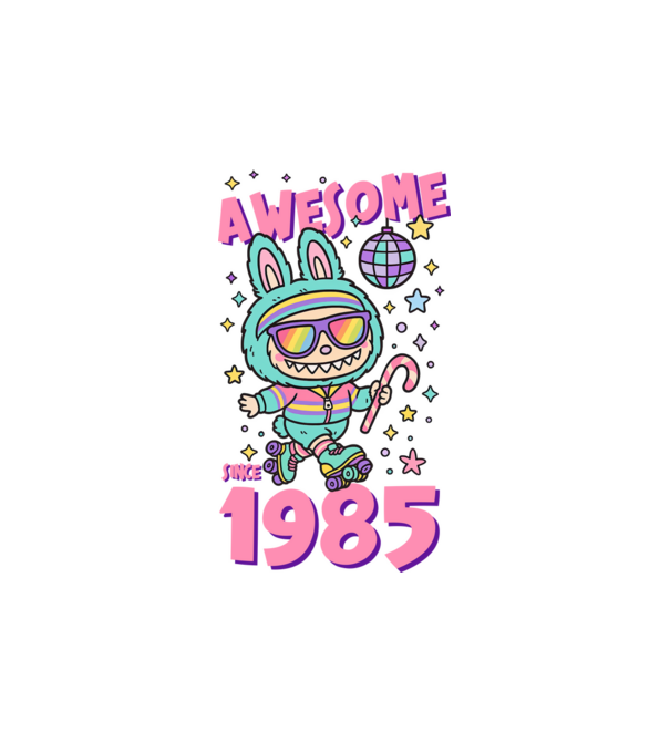 Awesome since 1985 - Labubu model alb pe tricou