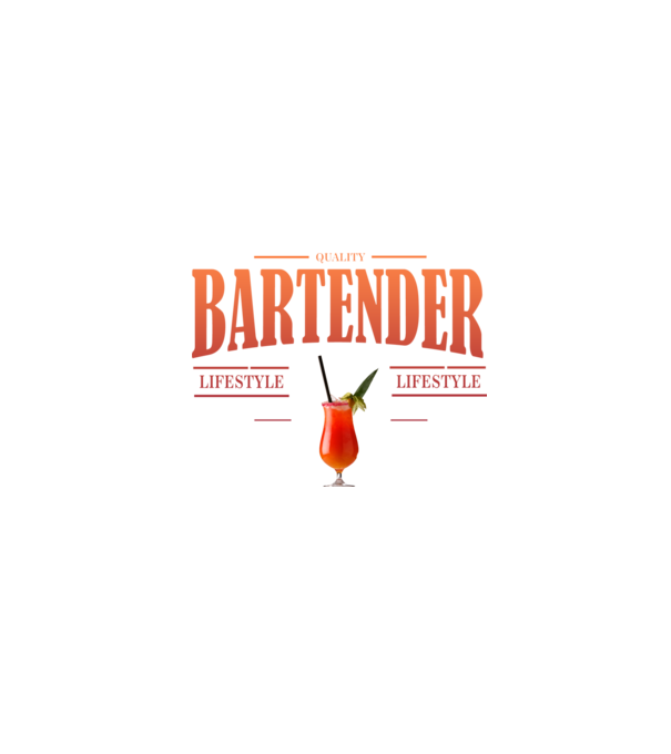 Lifestyle Bartender model alb pe tricou