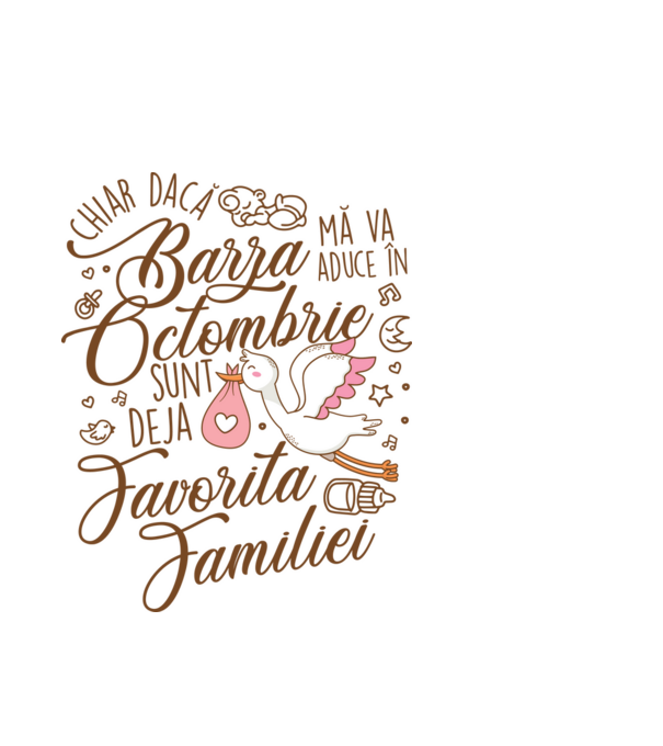 Favorita familiei OCTOMBRIE model alb pe tricou