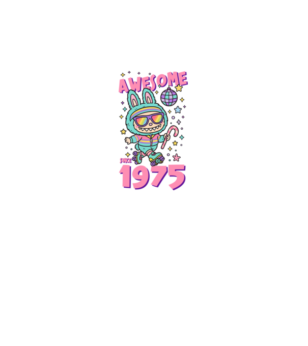 Awesome since 1975 - Labubu model negru pe tricou