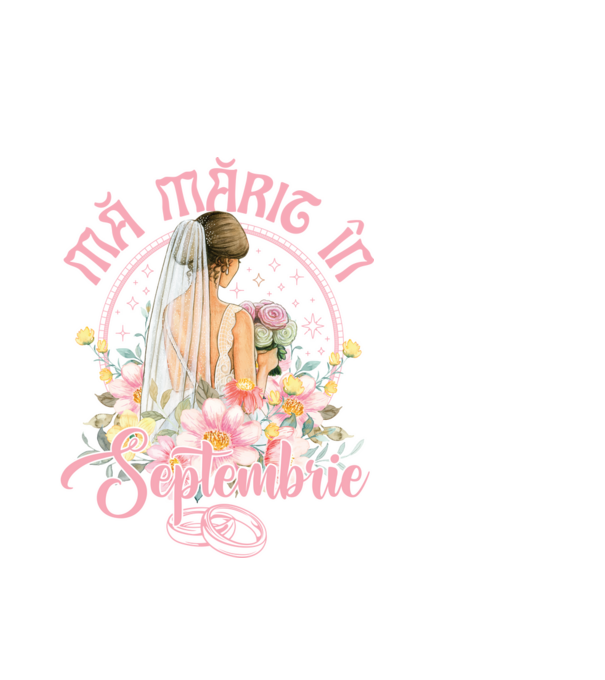 mă mărit - în septembrie model alb pe tricou