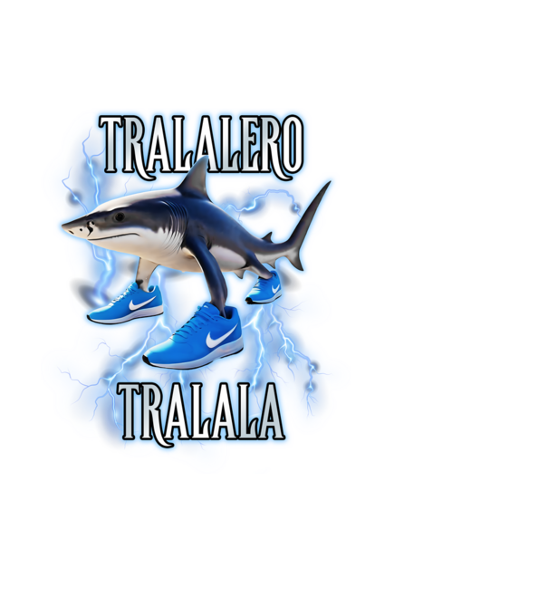 Tralalero Tralala model negru pe tricou