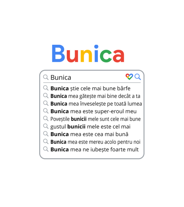 căutare Google Bunica model alb pe tricou