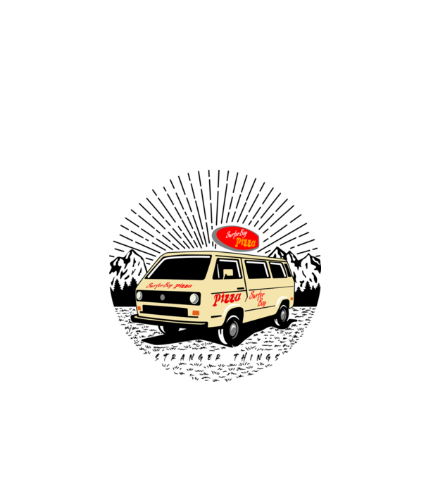 surfer boy pizza bus stranger things model verde de măr pe tricou