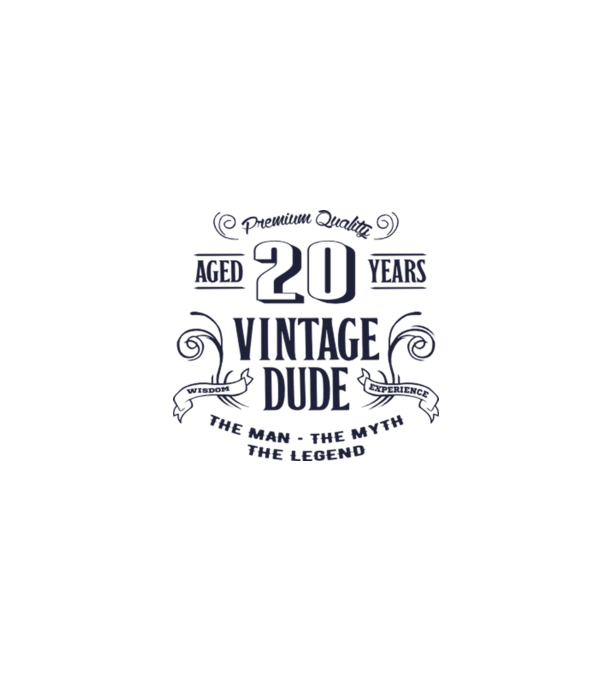Vintage Dude - 20 model alb pe tricou