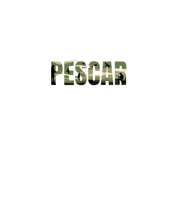 PESCAR model negru pe tricou