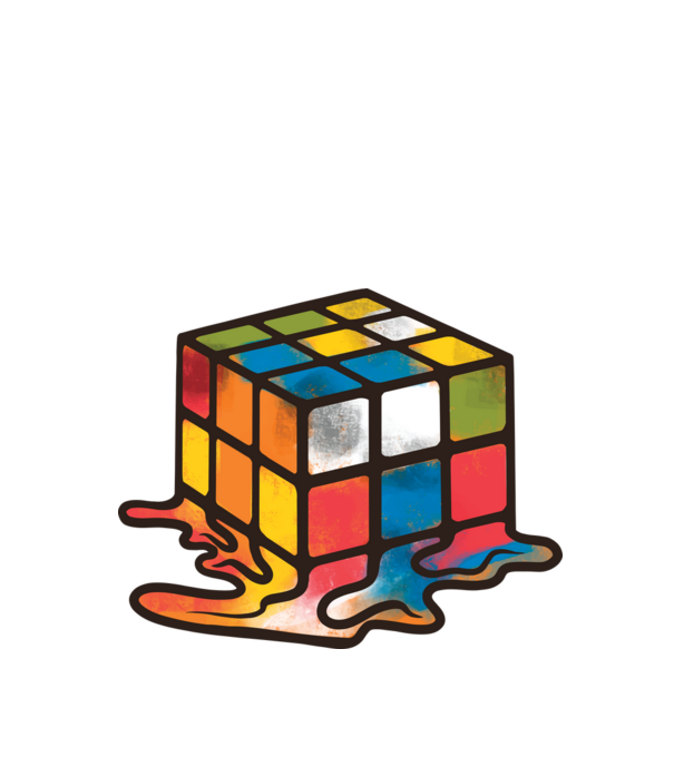 Melted Rubik model negru pe tricou