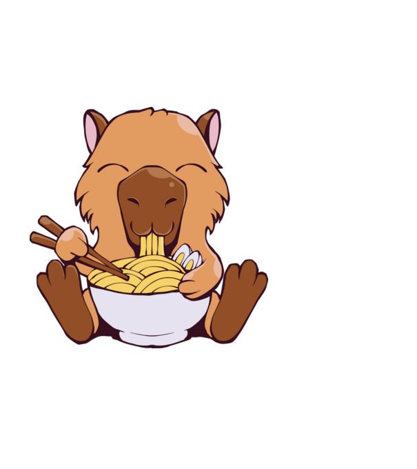 Capibară Ramen model negru pe tricou