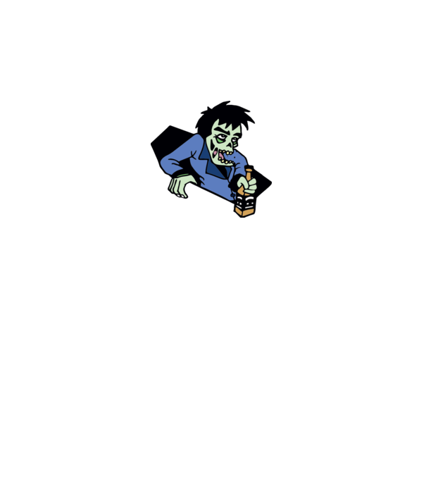 Drunk Zombie model alb pe tricou