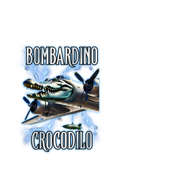 Bombardino Crocodilo model alb pe tricou