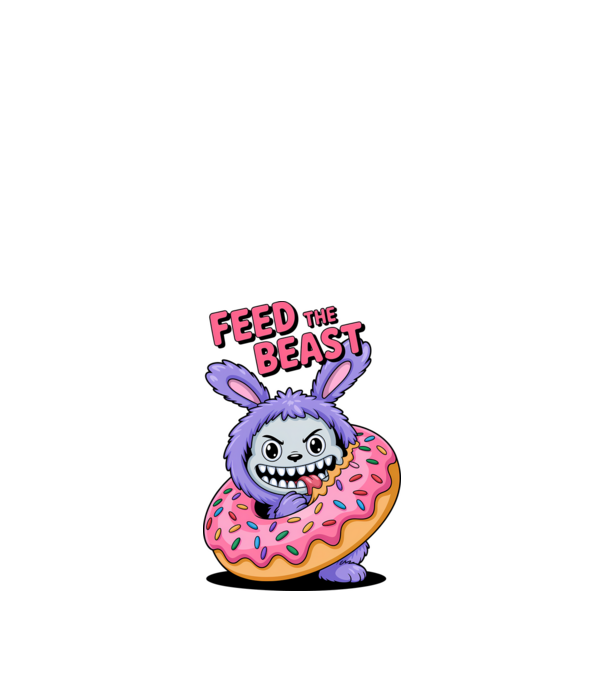 Feed the beast model alb pe tricou