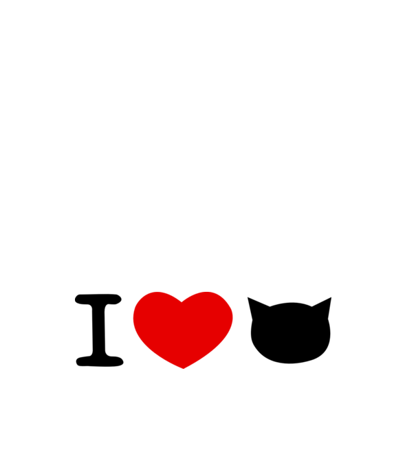 I love Pisică model negru pe tricou