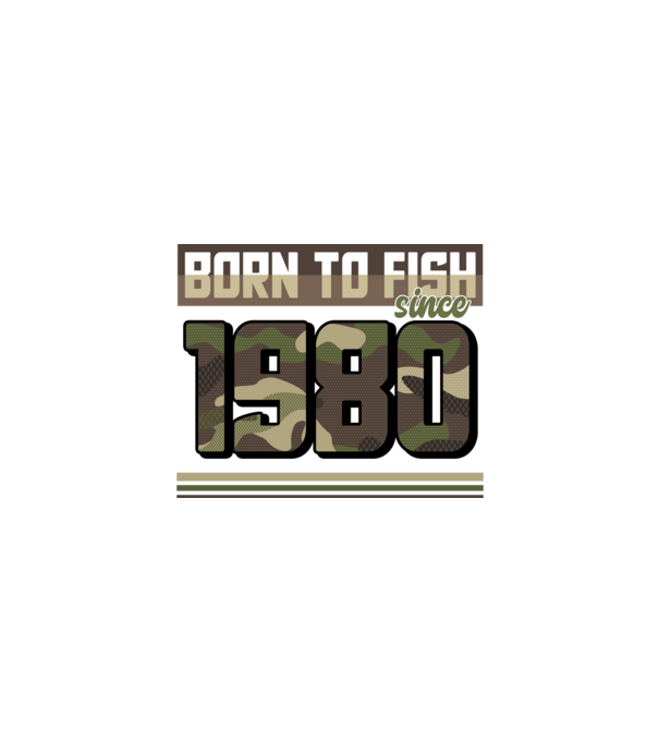 Born to fish since 1980 model negru pe tricou